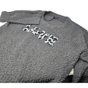 Torrid Sherpa Sweater Size 1 Gray Graphics Long‎ Sleeve